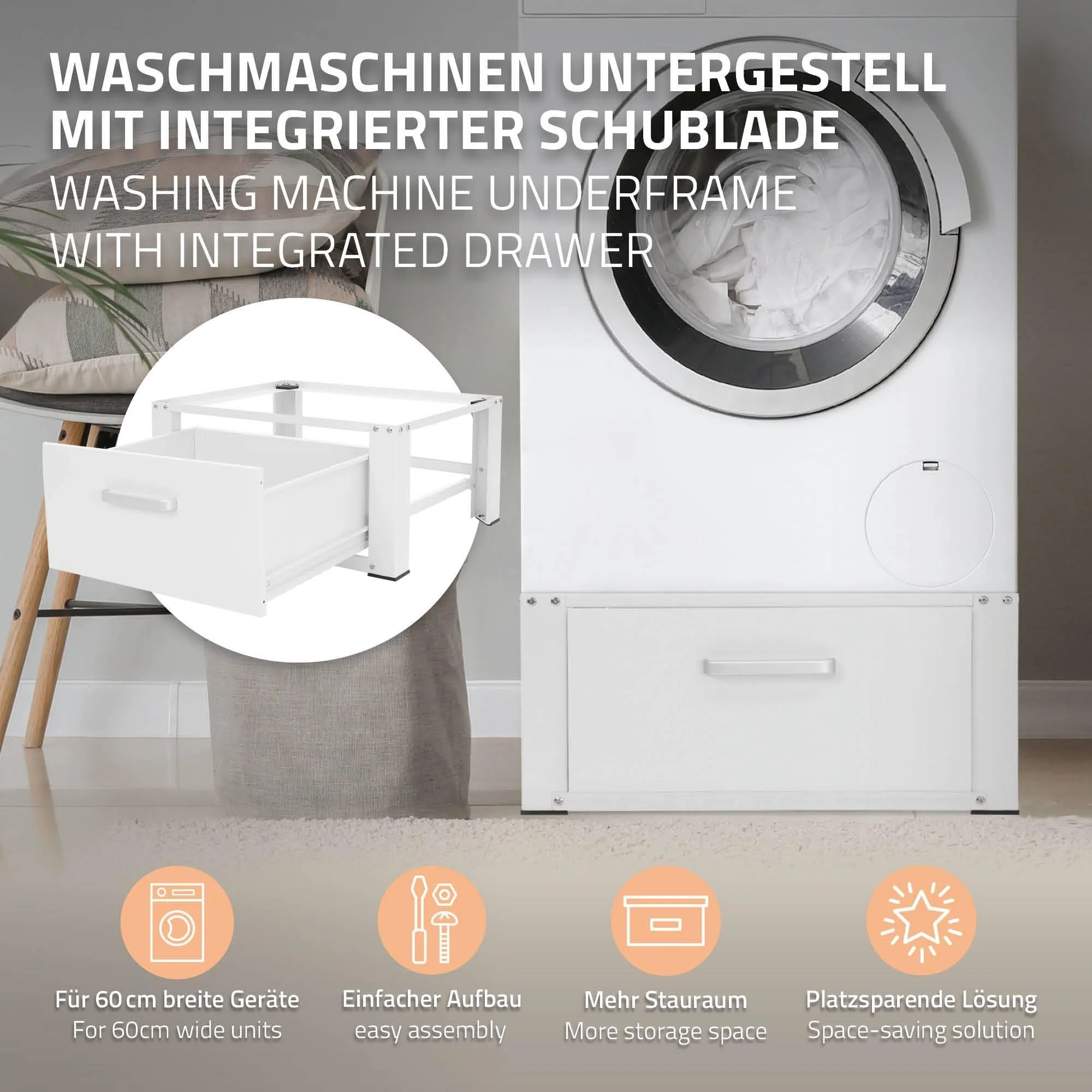 Wasmachineonderstel Cathy met lade