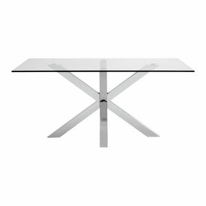 Kave Home Argo Eettafel - 180 x 100 cm - Glas / Zilver