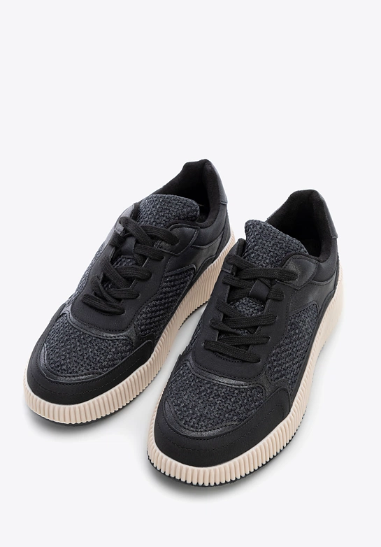 Damskie sneakersy na grubej platformie czarne