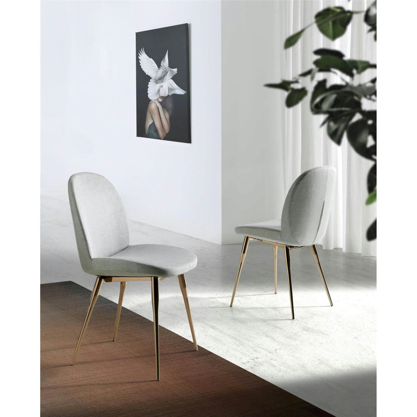 - Chaise Tissu Gris H. assise 45 cm