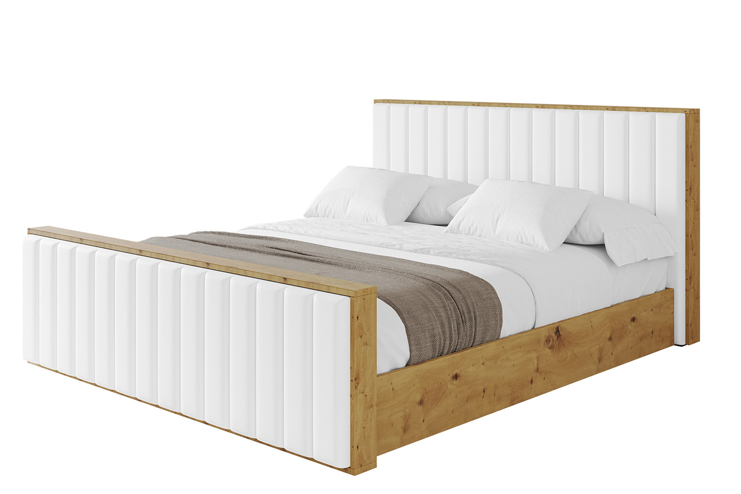Łóżko tapicerowane z materacem   pojemnik ENZO4-Z-120x200 cmBiały