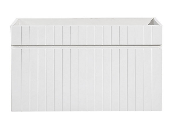 Meuble sous vasque suspendu strié blanc - 80 cm - SATARA