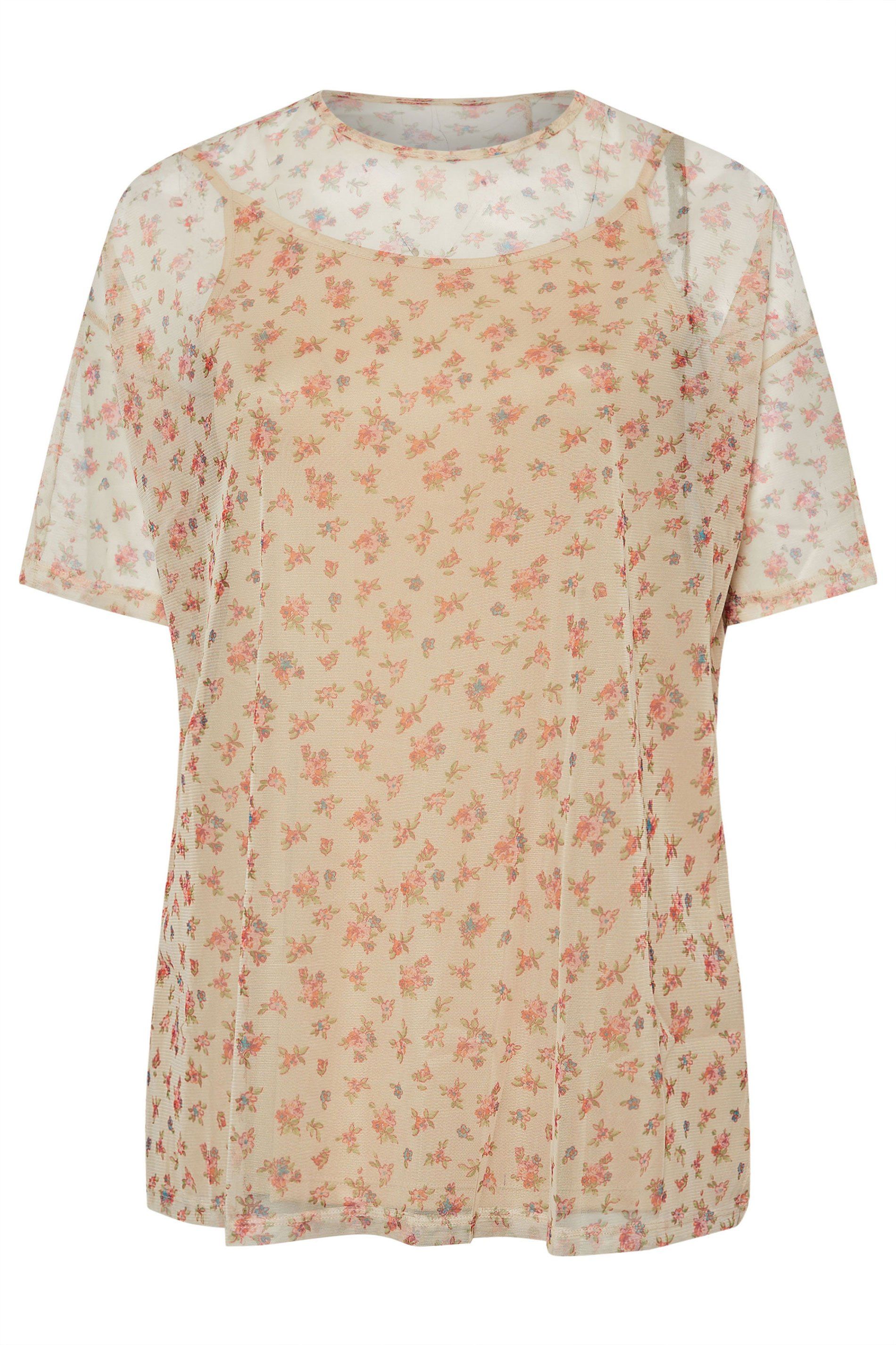 Yours Ditsy Floral Oversized Mesh Top