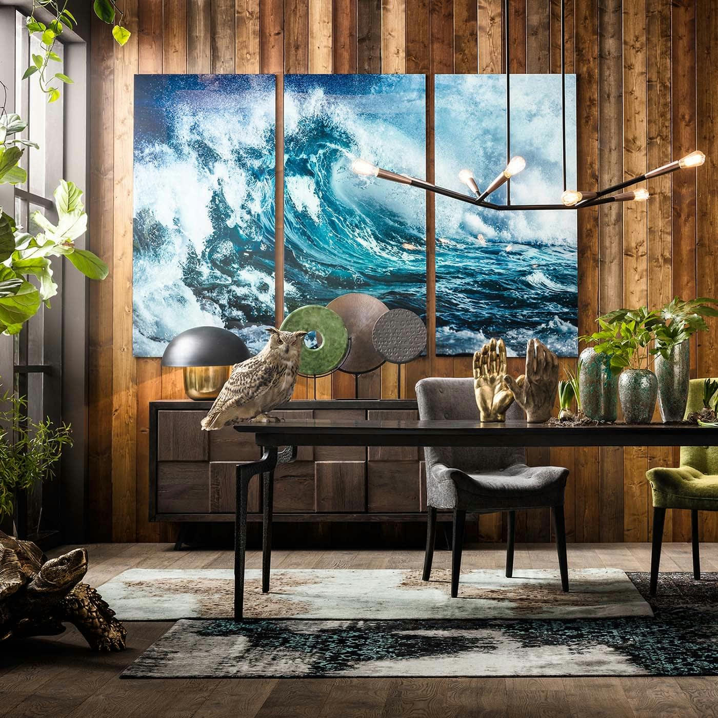 WAVE - Tableau triptyque vague en verre 240x160