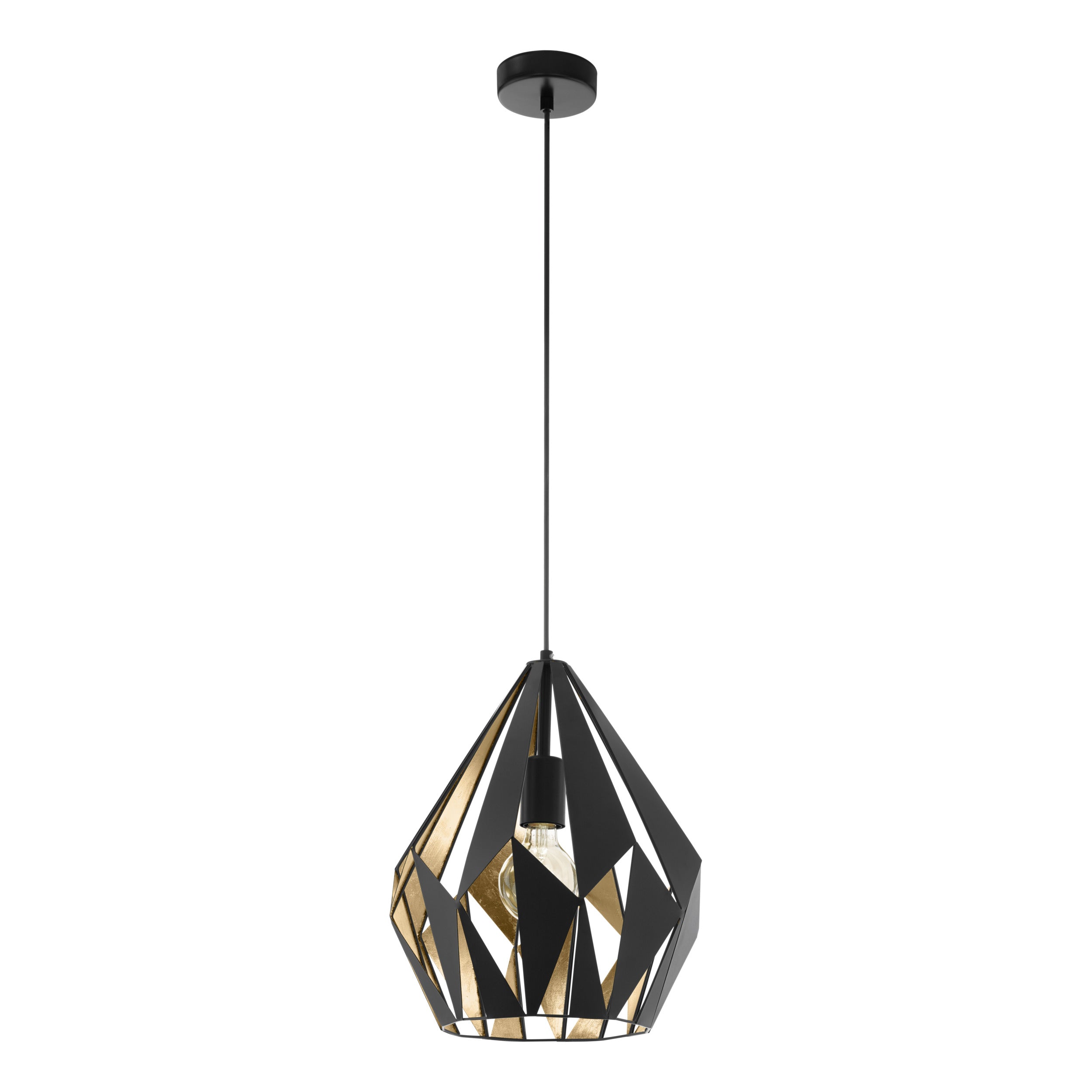 EGLO hanglamp Carlton 1 - e27 - ø 31cm - zwart/goud