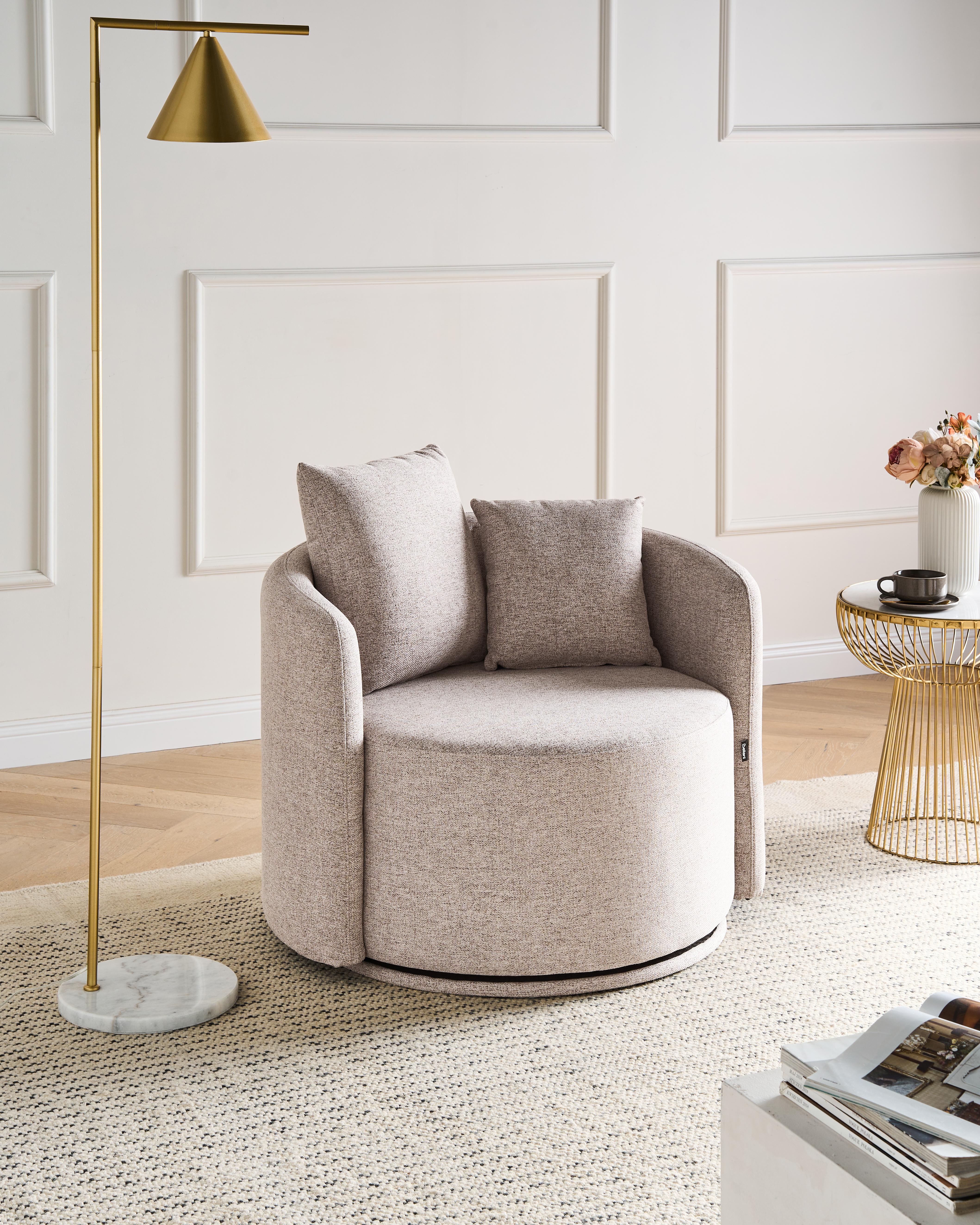 Swivel Armchair ENNORA Fabric Beige