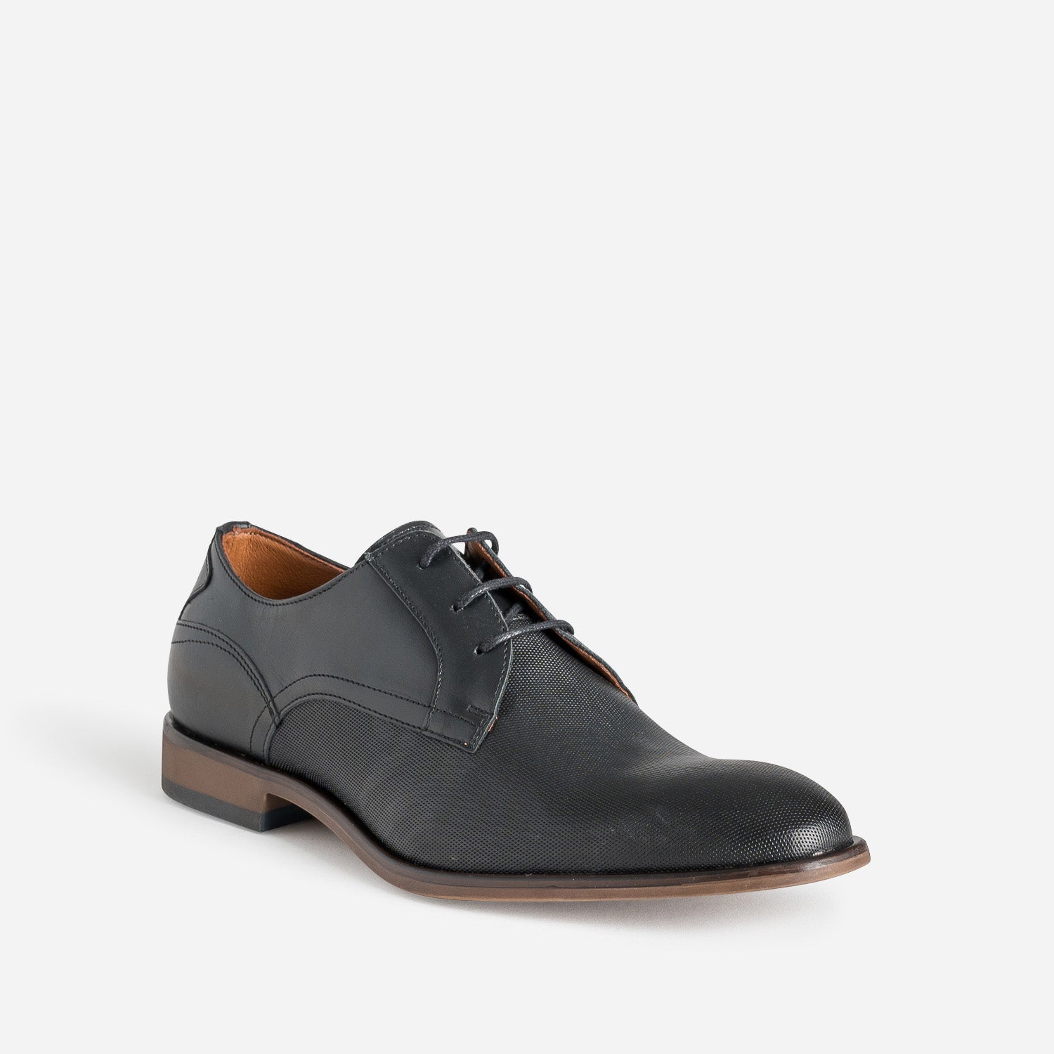 Derby noir cuir embossé