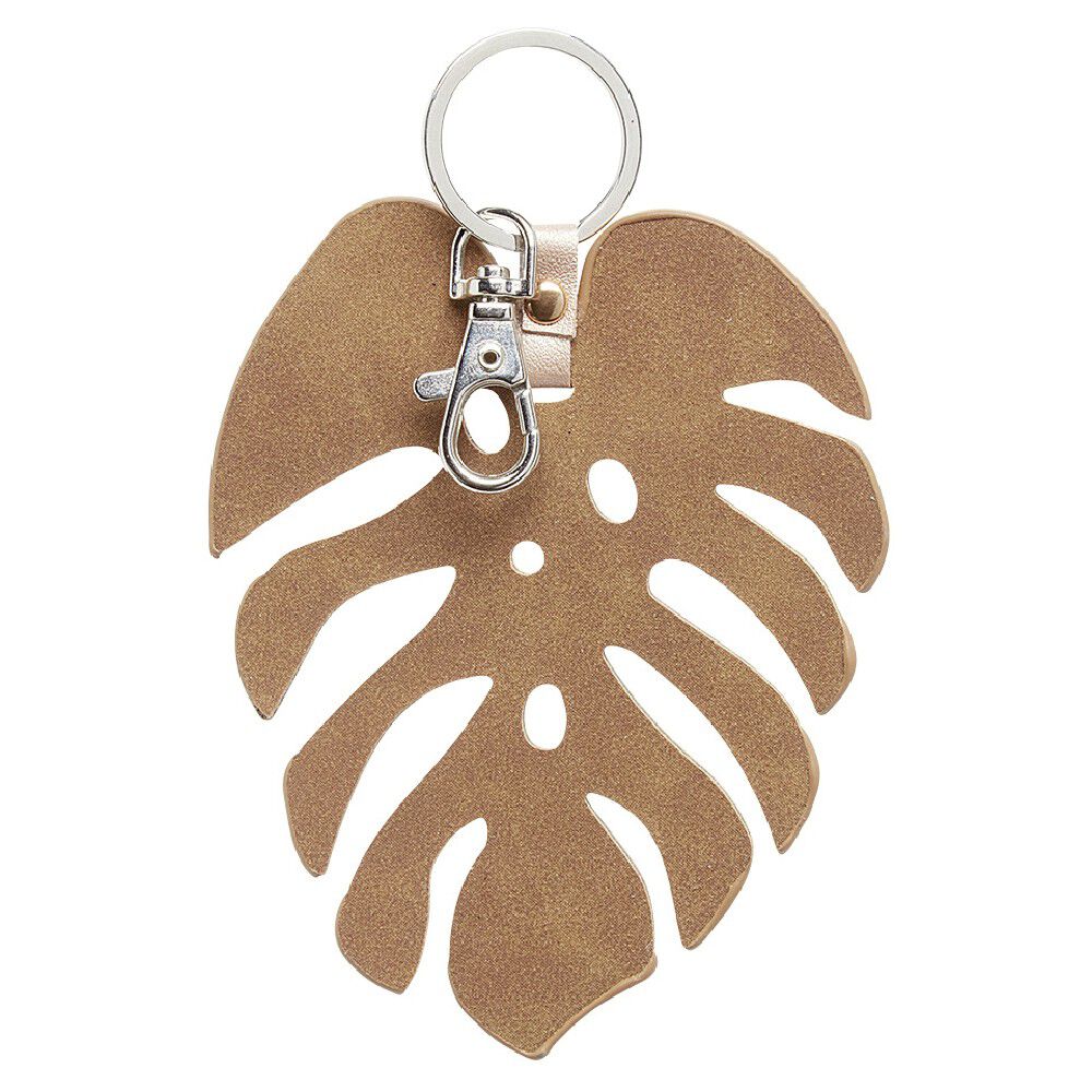 Porte-clé feuille marron en plastique