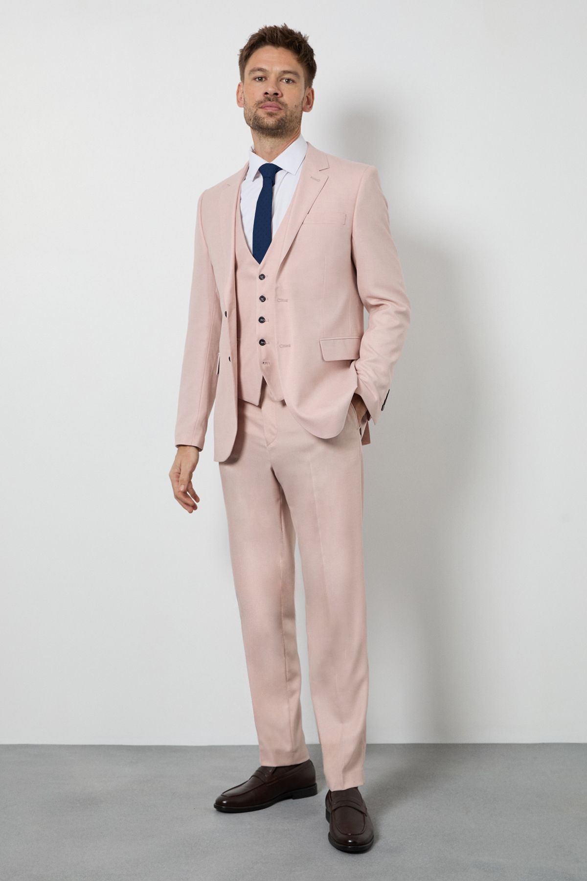 Burton Light Pink Slim Fit Waistcoat