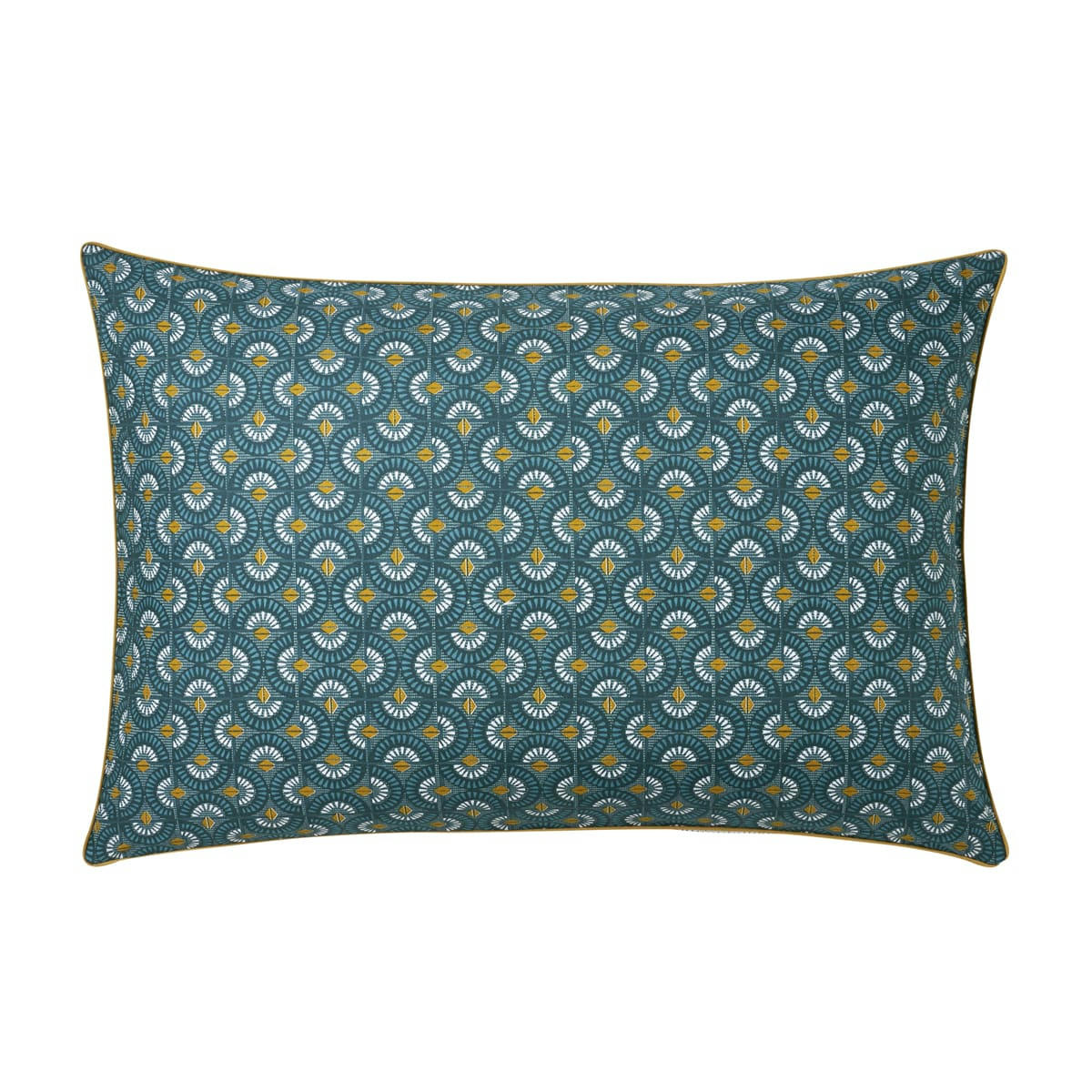 ECLIPSE - Taie d'oreiller imprimée en percale de coton émeraude 50x75