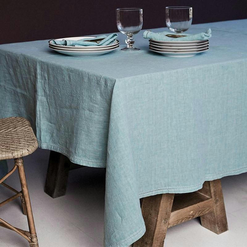 BASES DE LA TABLE - Nappe  Lin pur lavé  Vert d'eau 180x300