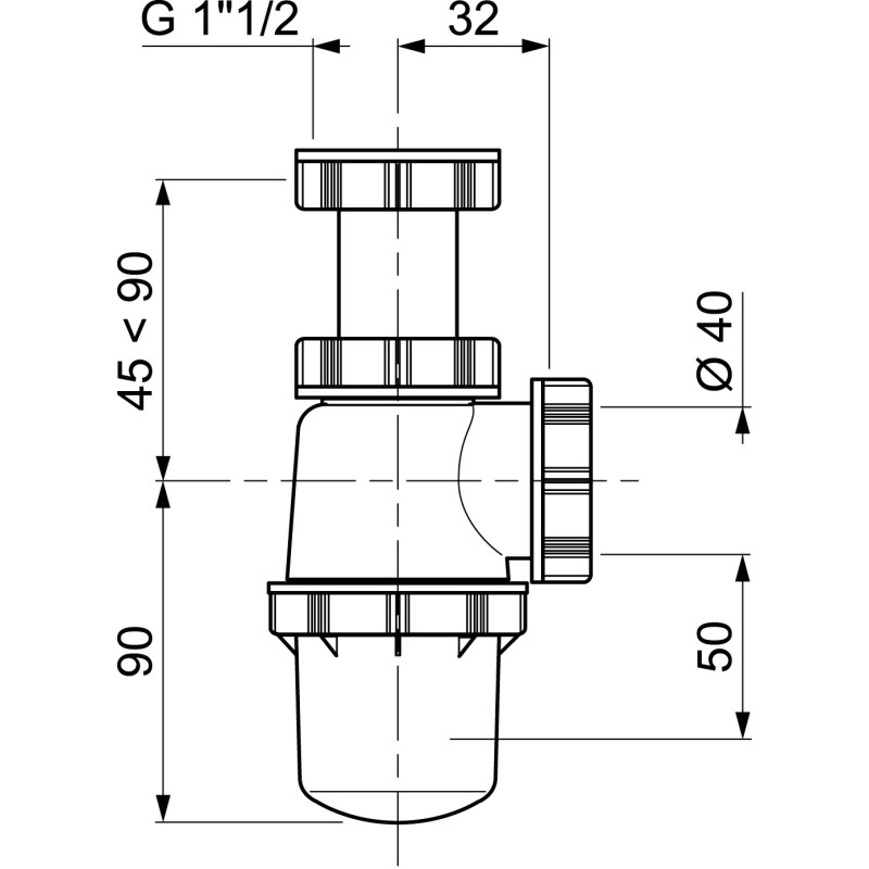Siphon d'évier réglable Ø 40 mm WIRQUIN