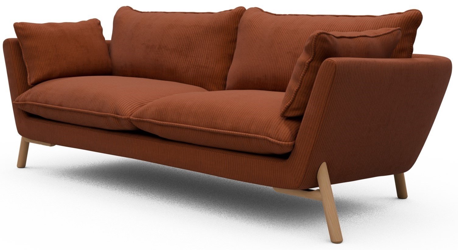 Kragelund Hasle 3-zits Bank Oranje Corduroy   Eiken