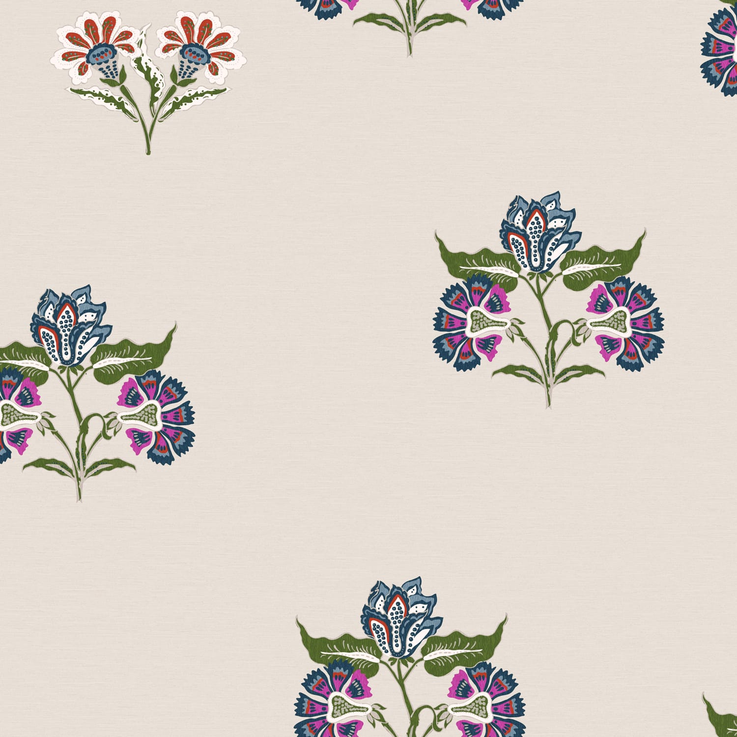 Joules Vliesbehang - Indienne Block Print Dawn - Grijs - 10mx52cm