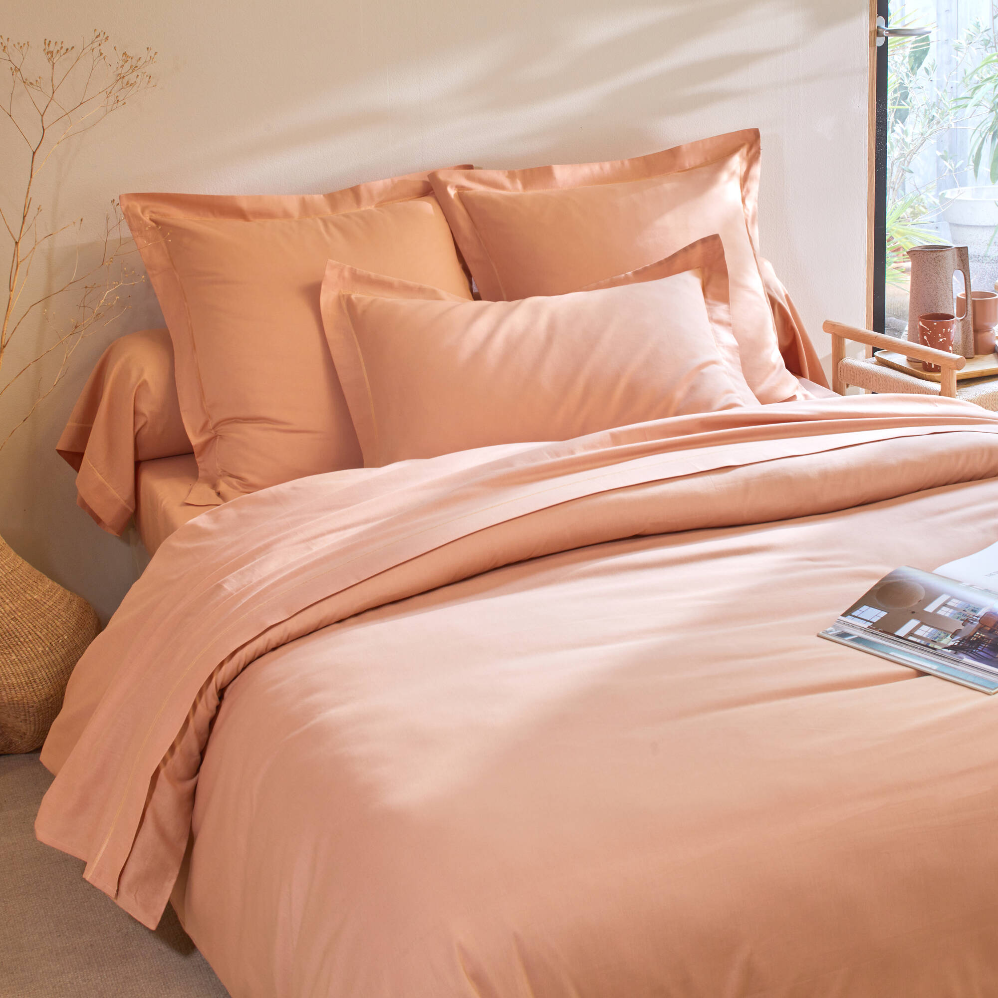 Linge de lit uni polyester-coton Colombine