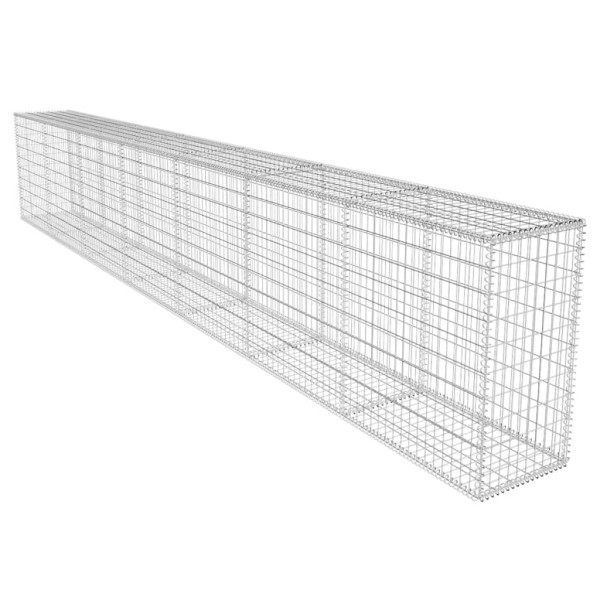 Kosz Gabionowy Ogrodzenie Płot Ściana Gabionowa Stal 600x50x100 cm Srebrny