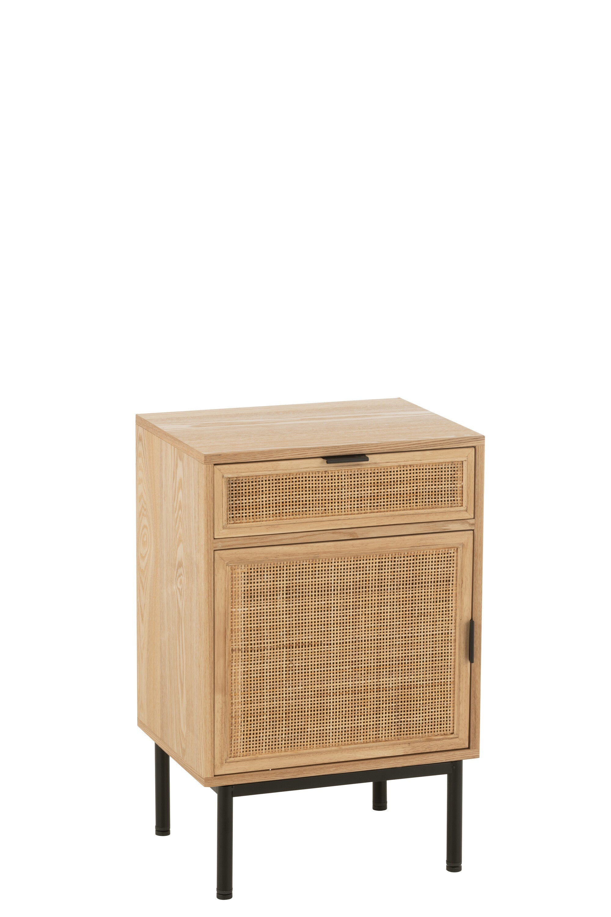 J-Line nachtkast Vierkant - hout metaal - naturel zwart