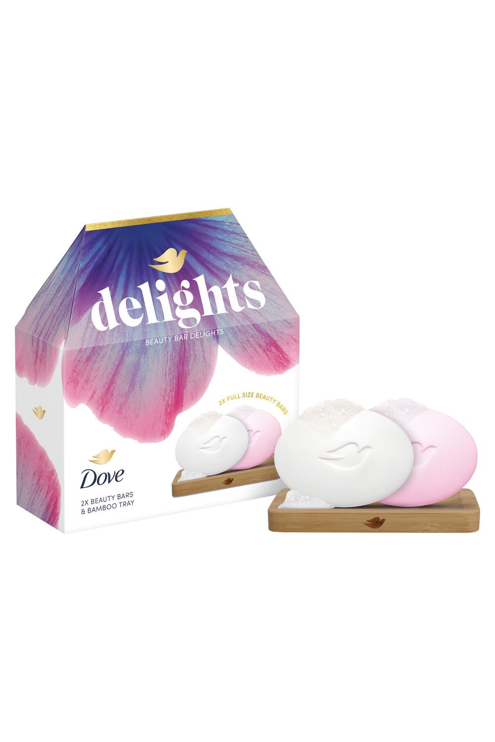 Dove Beauty Bar Delights 'Gift Set', Original & Pink Soaps with Bamboo Tray