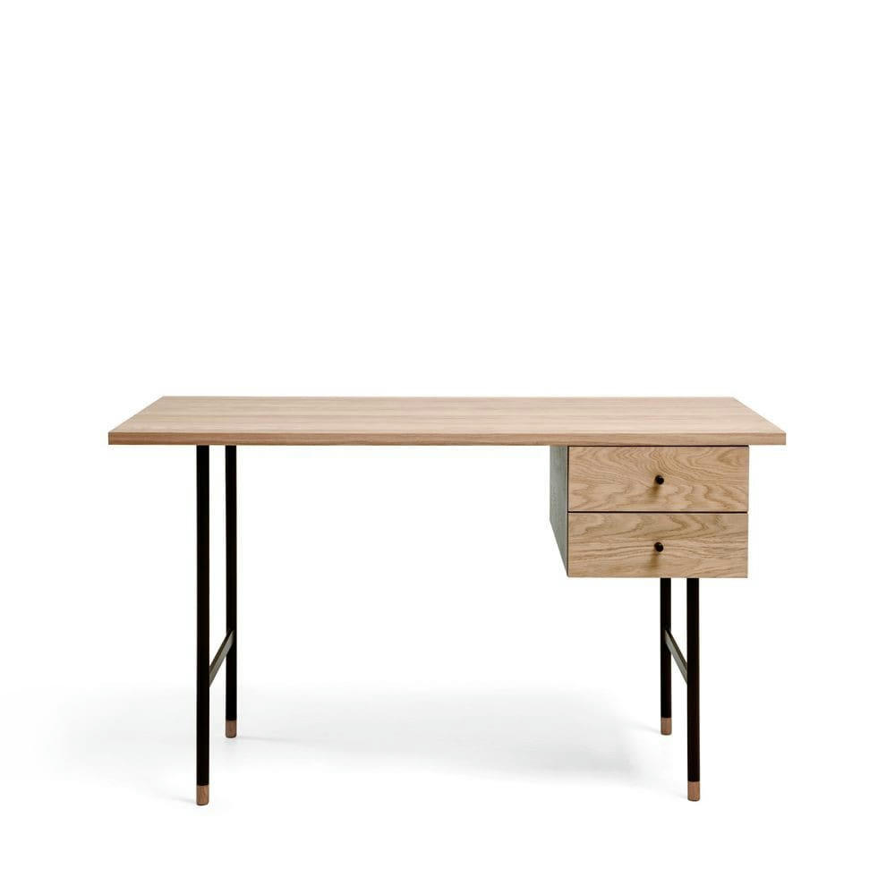 JUGEND - Bureau design bois et métal 2 tiroirs bois clair