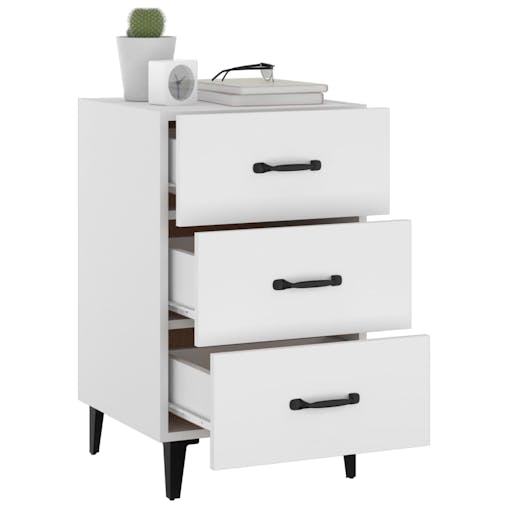 NNEVL Bedside Cabinet White 40x40x66 cm Engineered Wood