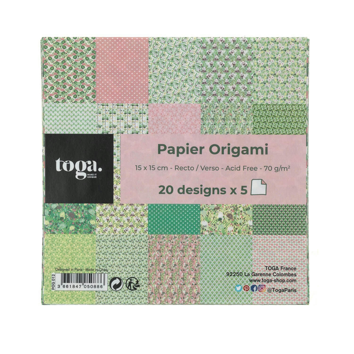- Lot de 100 papiers imprimé origami kyoto 15x15 cm