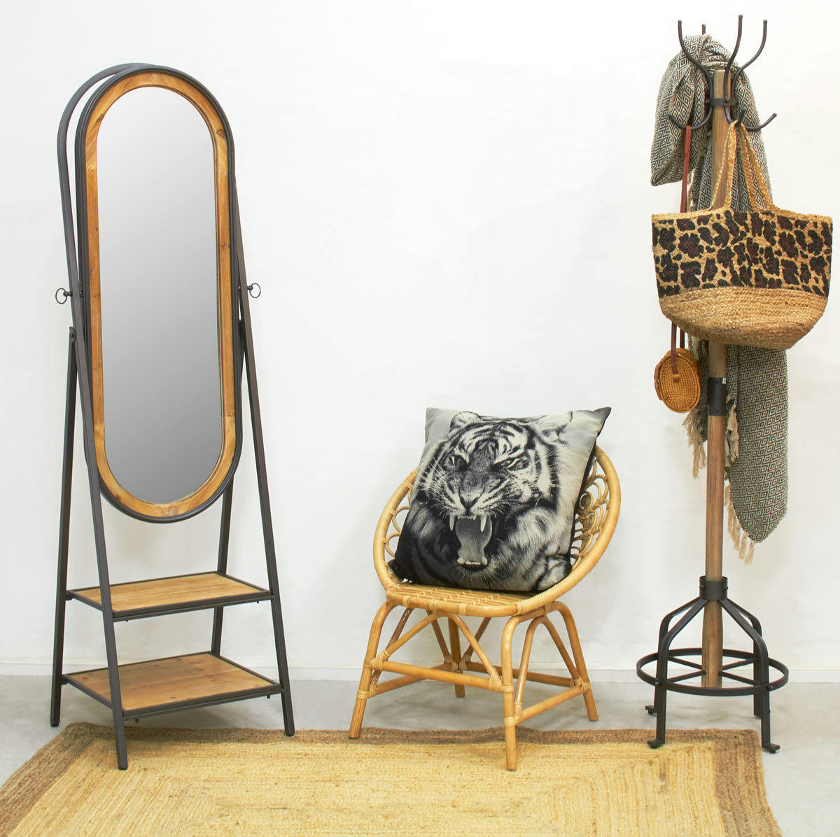 - Psyché en pin et métal