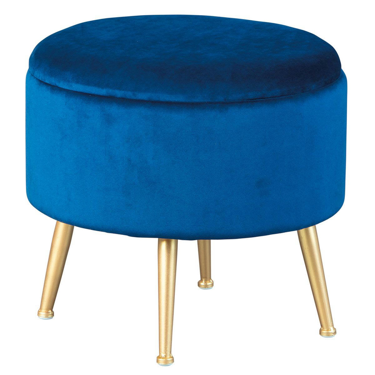 WILDA - Pouf  avec coffre de rangement bleu nuit