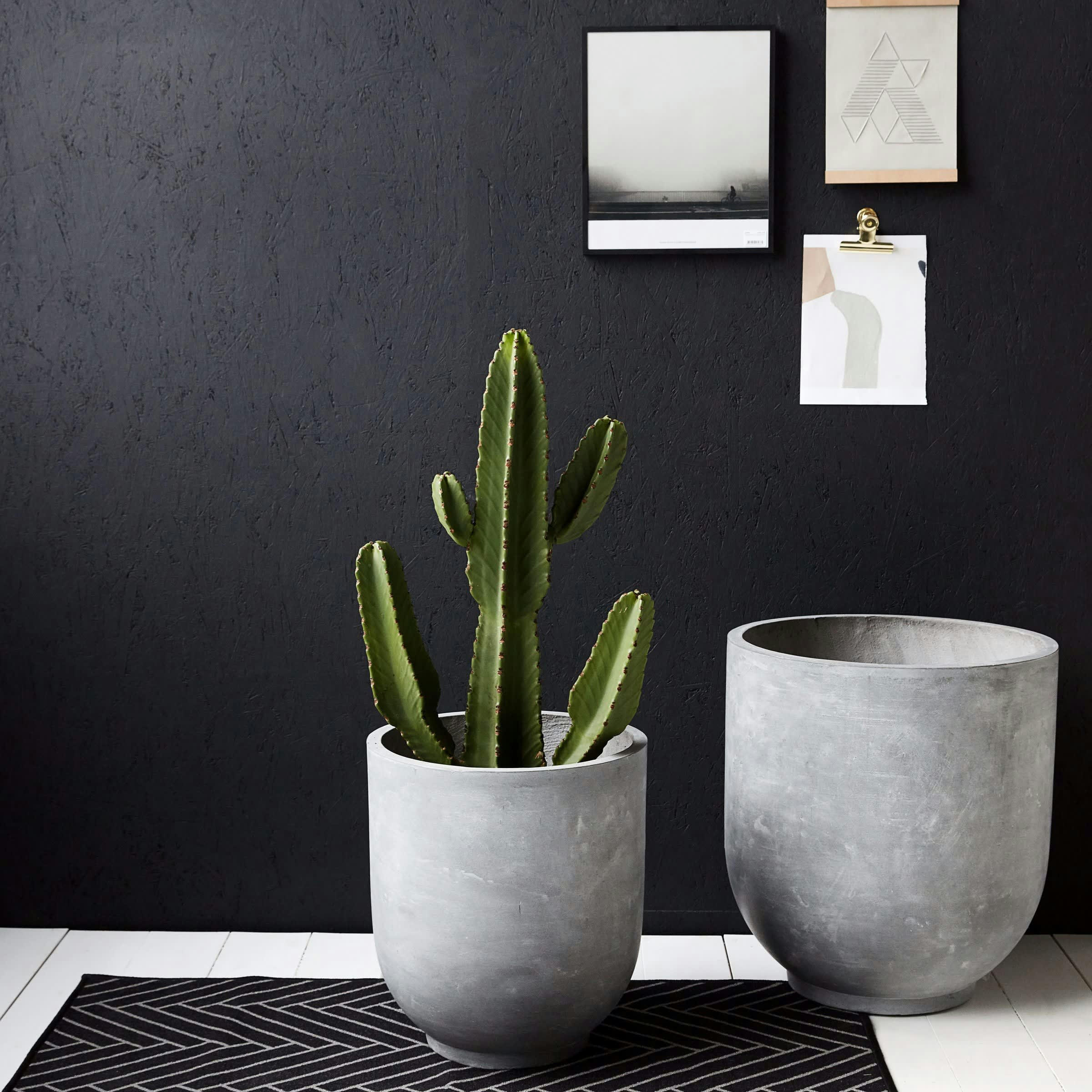 GARD - Cache-pots en béton gris lot de 2 H45 H55