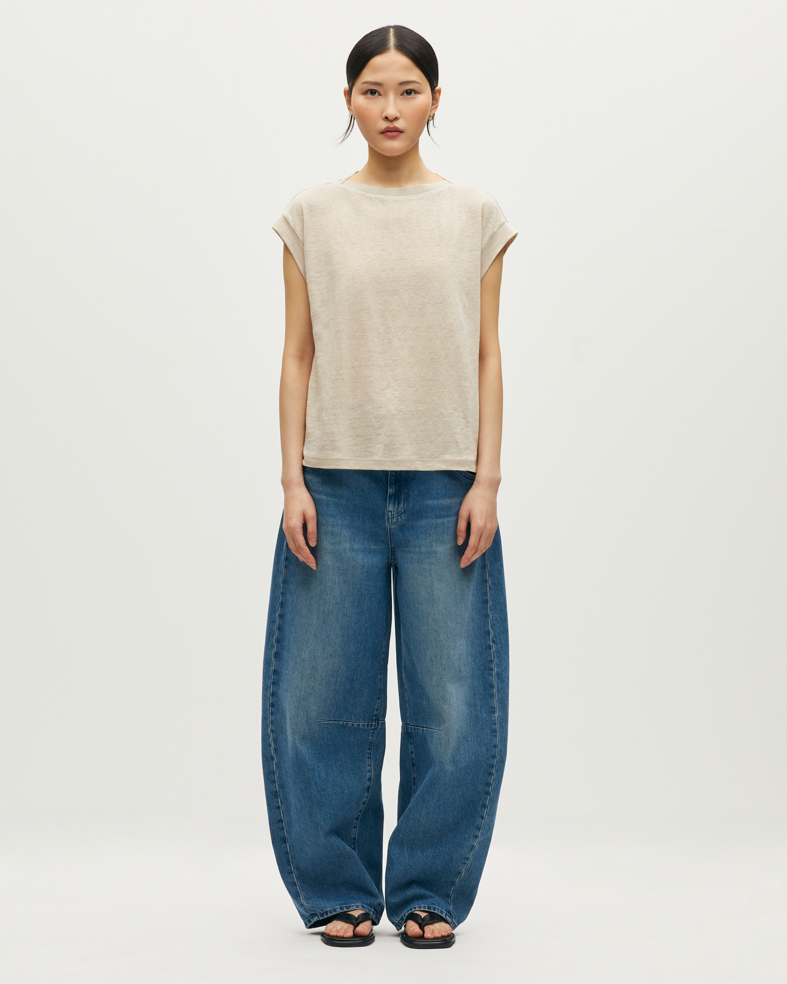 T-shirt boxy en lin KARO