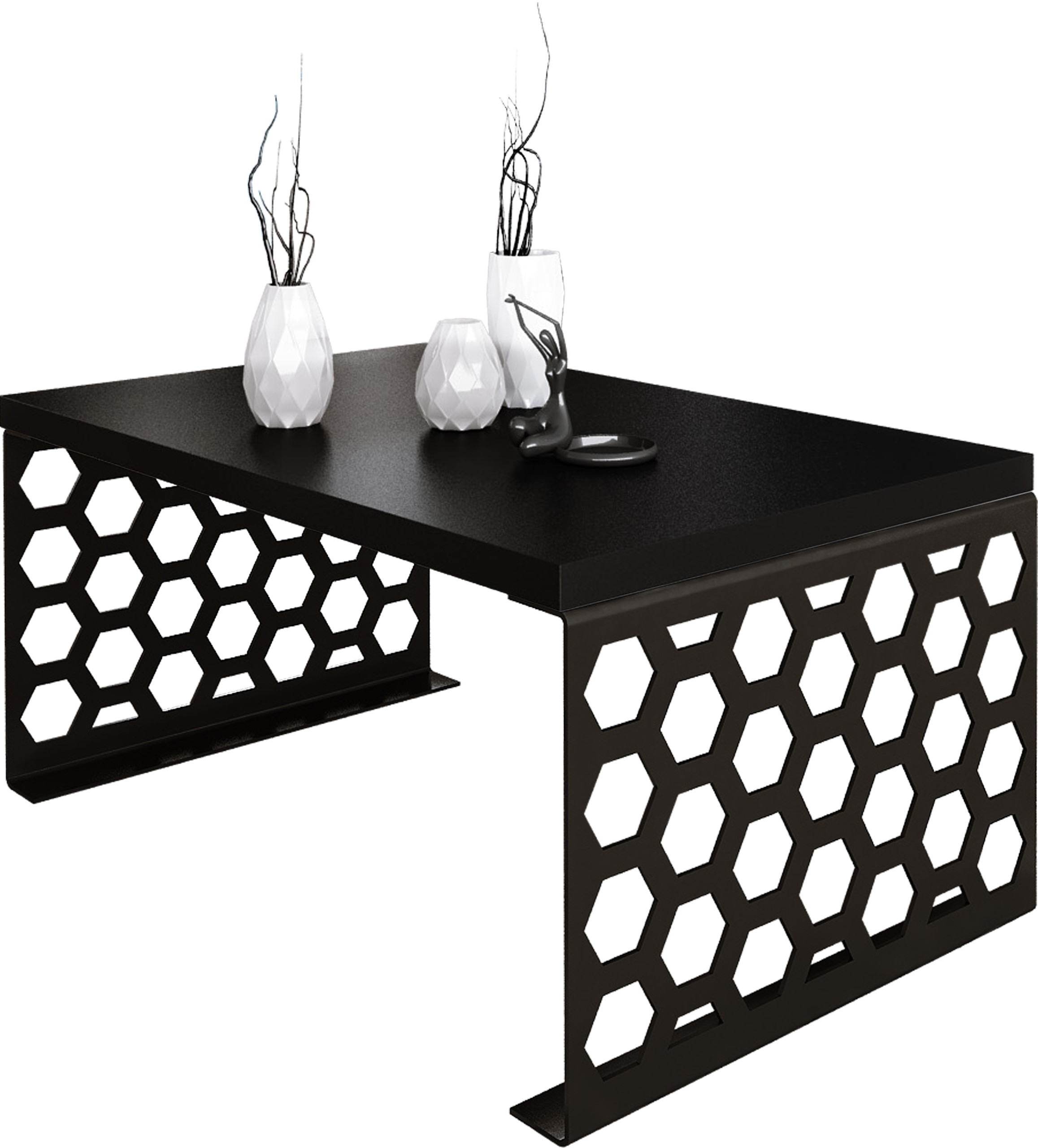 Stolik kawowy Plaster Miodu Nowoczesna Ława Loft Metal Czarny MiniPearl