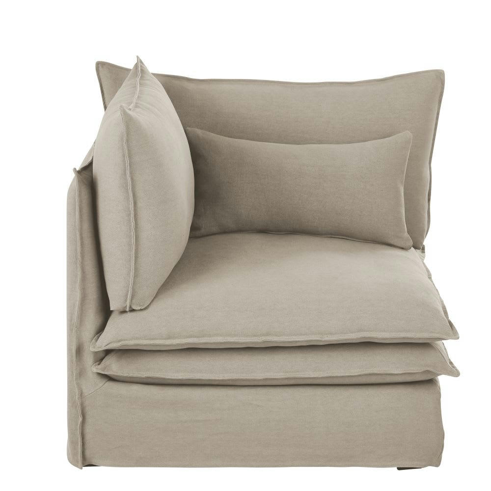 Pompei - Angle pour canapé modulable en lin supérieur beige