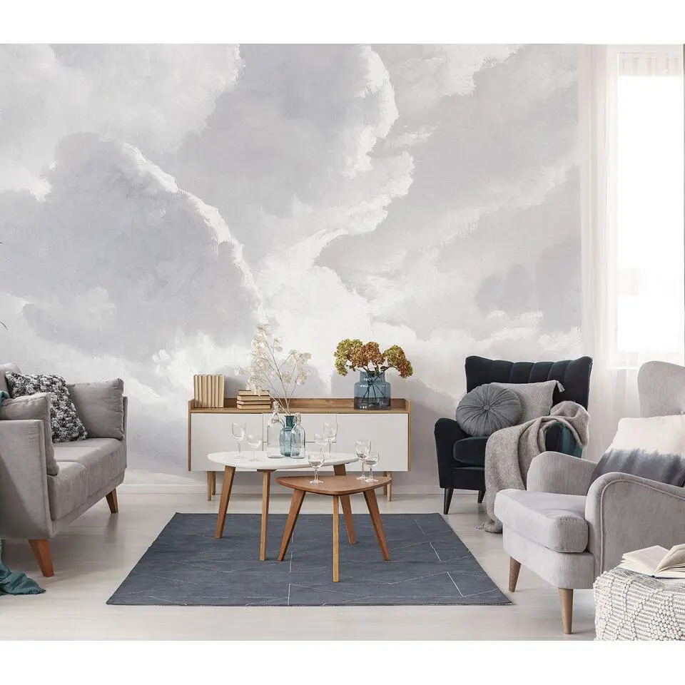 Sanders & Sanders fotobehang wolken grijs - 318 x 280 cm