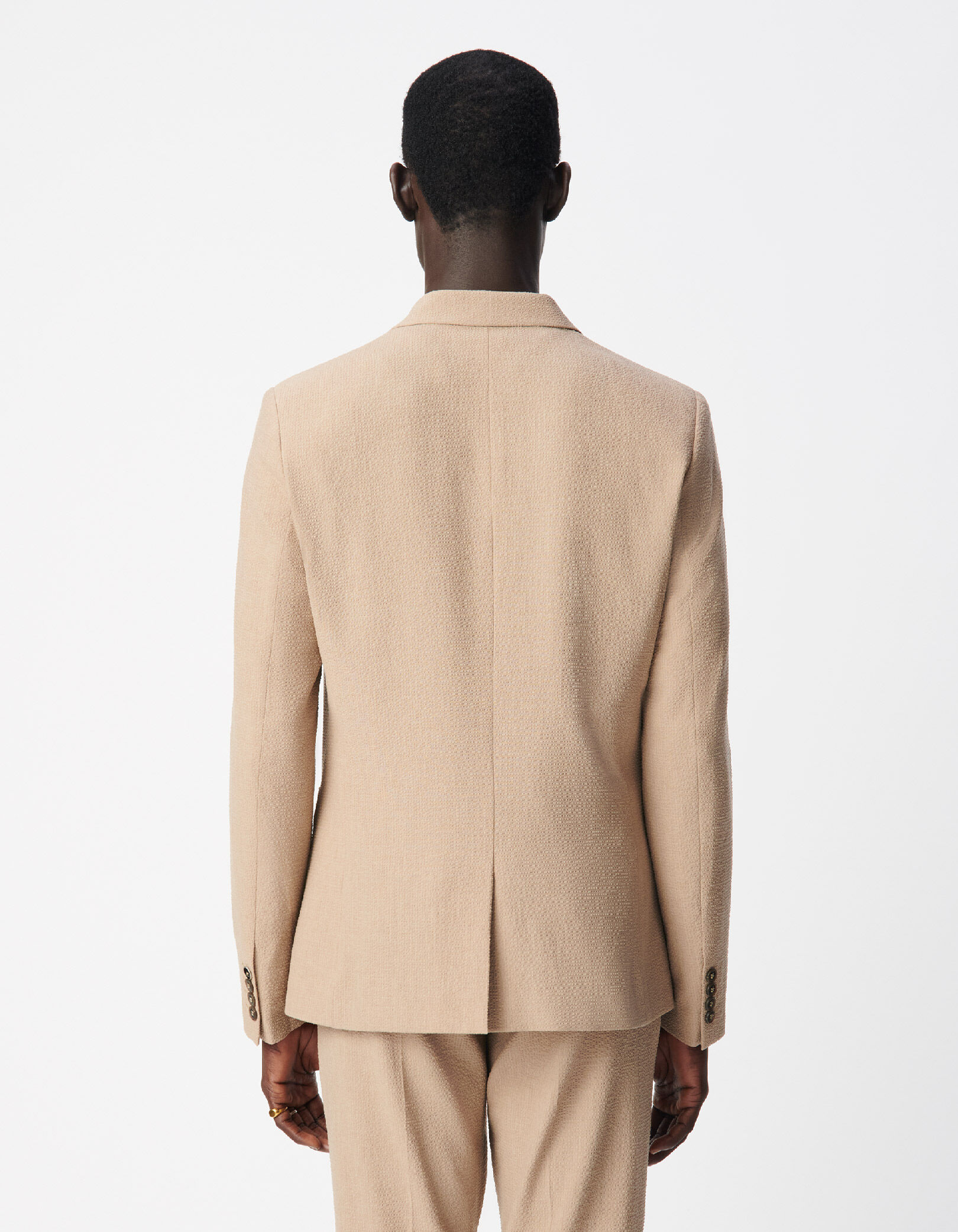 Veste de costume beige foncé seersucker TRAVEL SUIT Homme