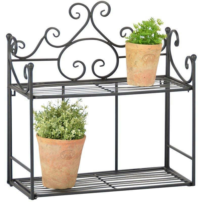 - Etagère pliante à plantes arabesques droite 2 niveaux