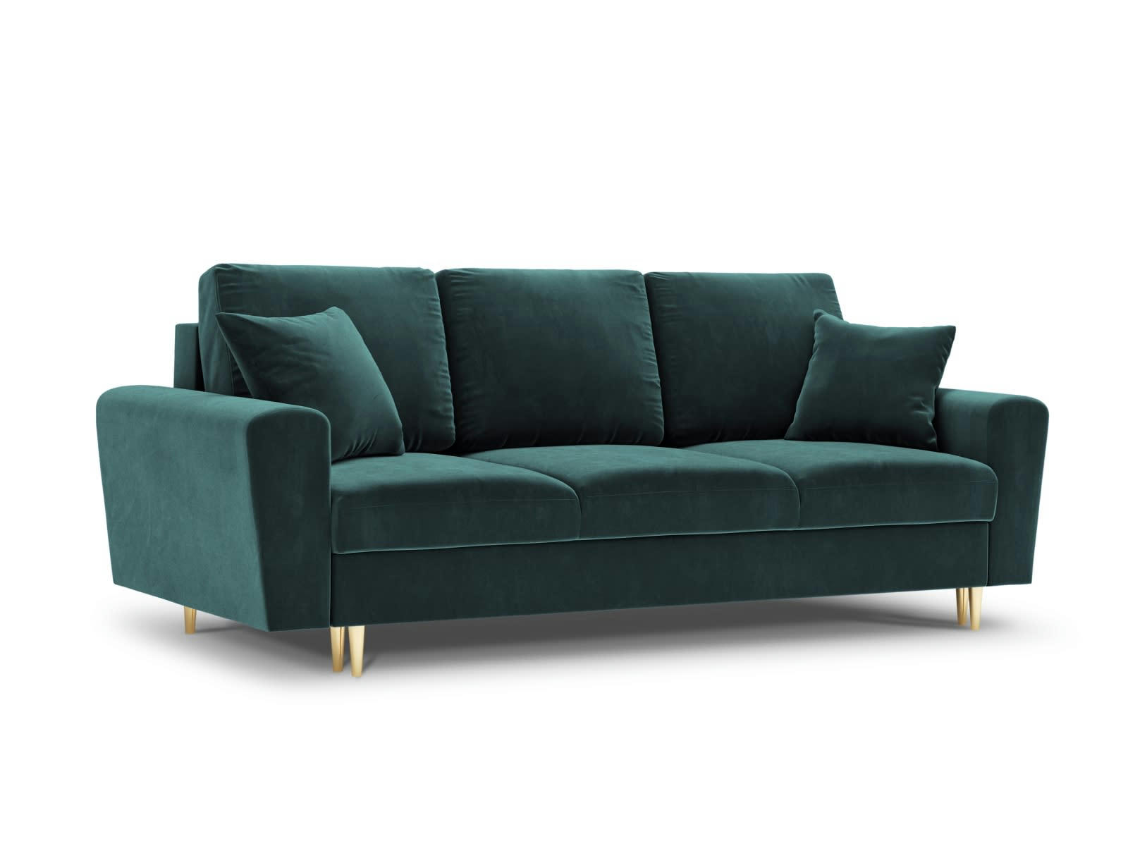 MOGHAN - Canapé convertible 3 places en tissu velours pétrole