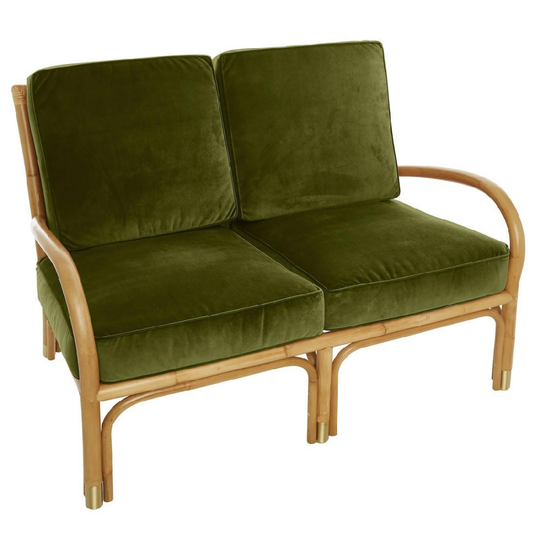 RIVIERA - Canapé 2 places rotin et velours