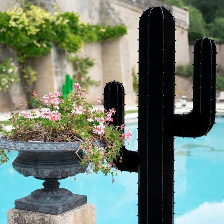 - Cactus de jardin 2 branches en aluminium noir H150cm