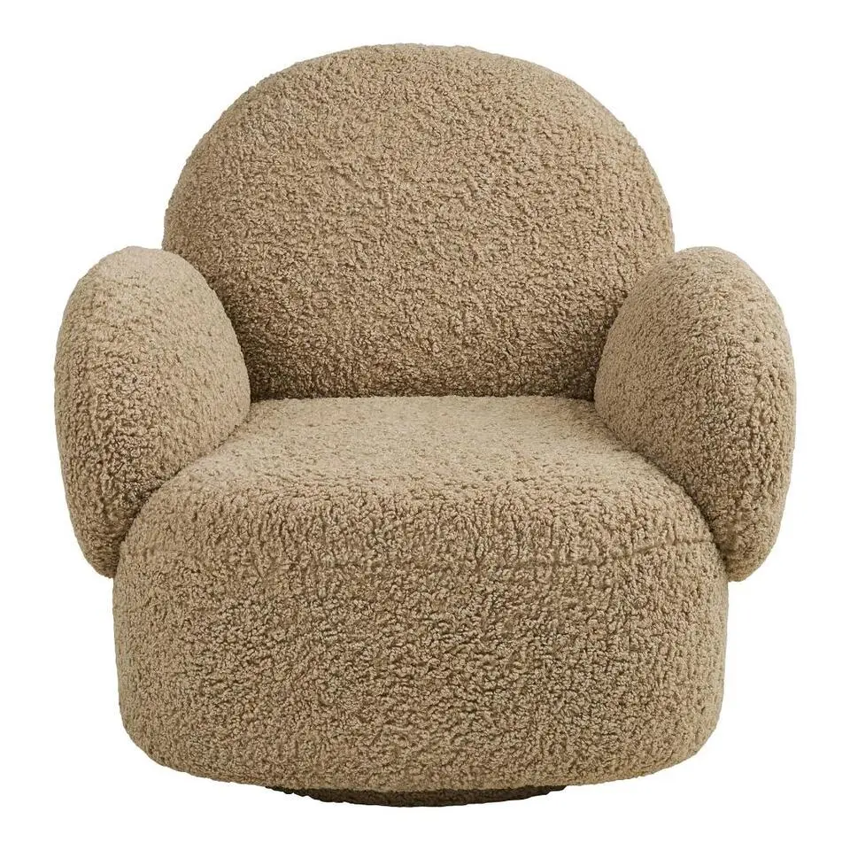 Hioshop Lina fauteuil met draaifunctie lichtbruin