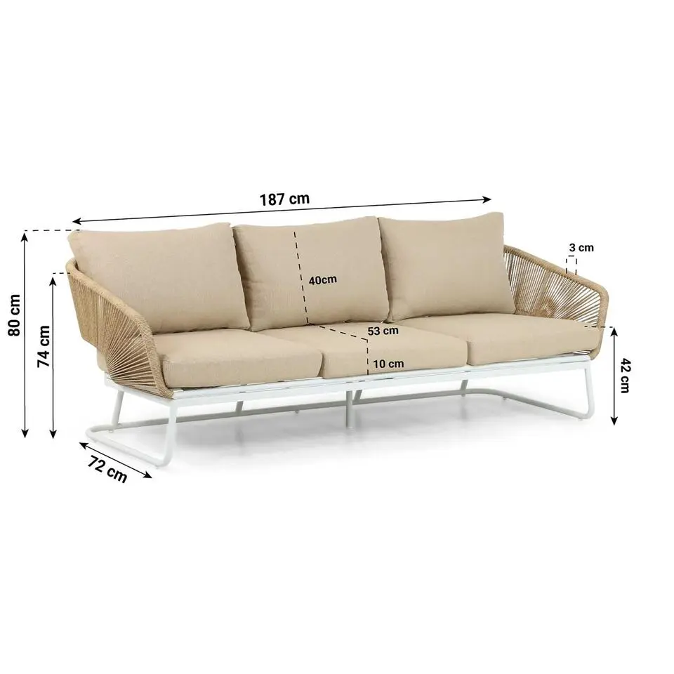 Stoel en Bank Loungeset 5 personen Aluminium/wicker Wit Hartman Corsica