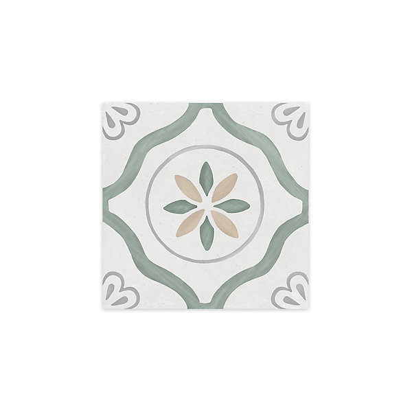 Carrelage effet Carreau ciment Azoria Vert 22,3x22,3x0,9 cm Ventoril - Sol et mur intérieur (vendu par carton de 0,65 m²) - RO'MA