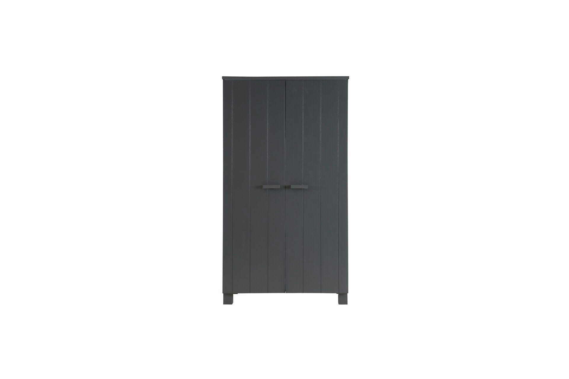DENNIS - Armoire 2 portes et 5 étagères en bois anthracite