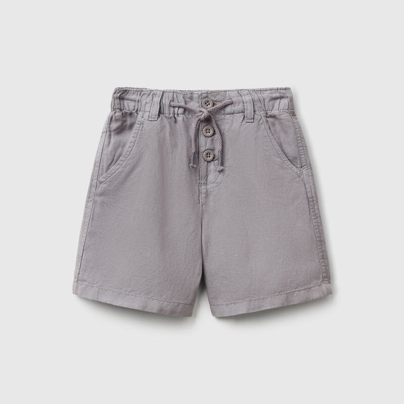 Bermuda shorts with drawstring in linen blend
