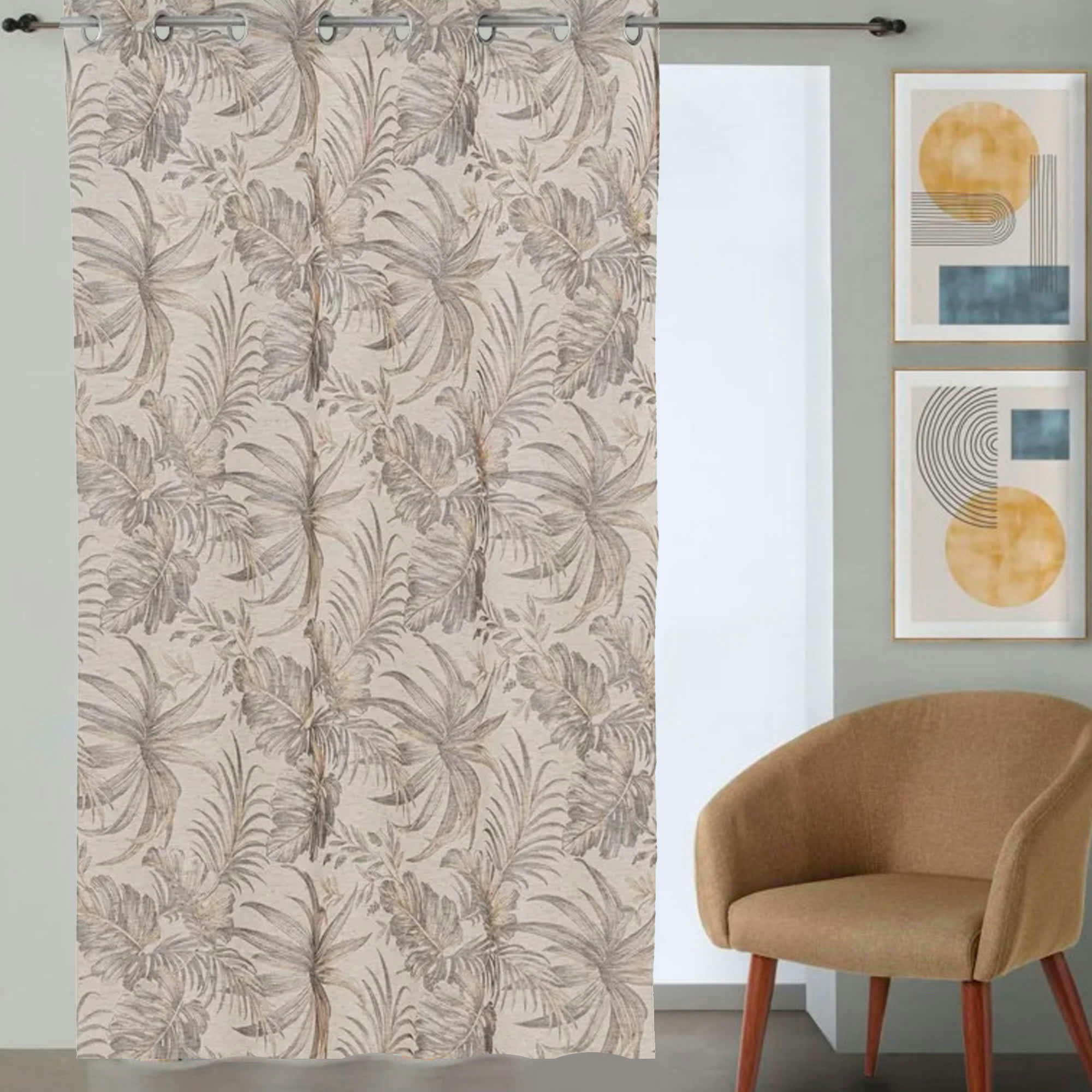 - Rideau voilage à oeillets feuillage à l'unité 140x260cm