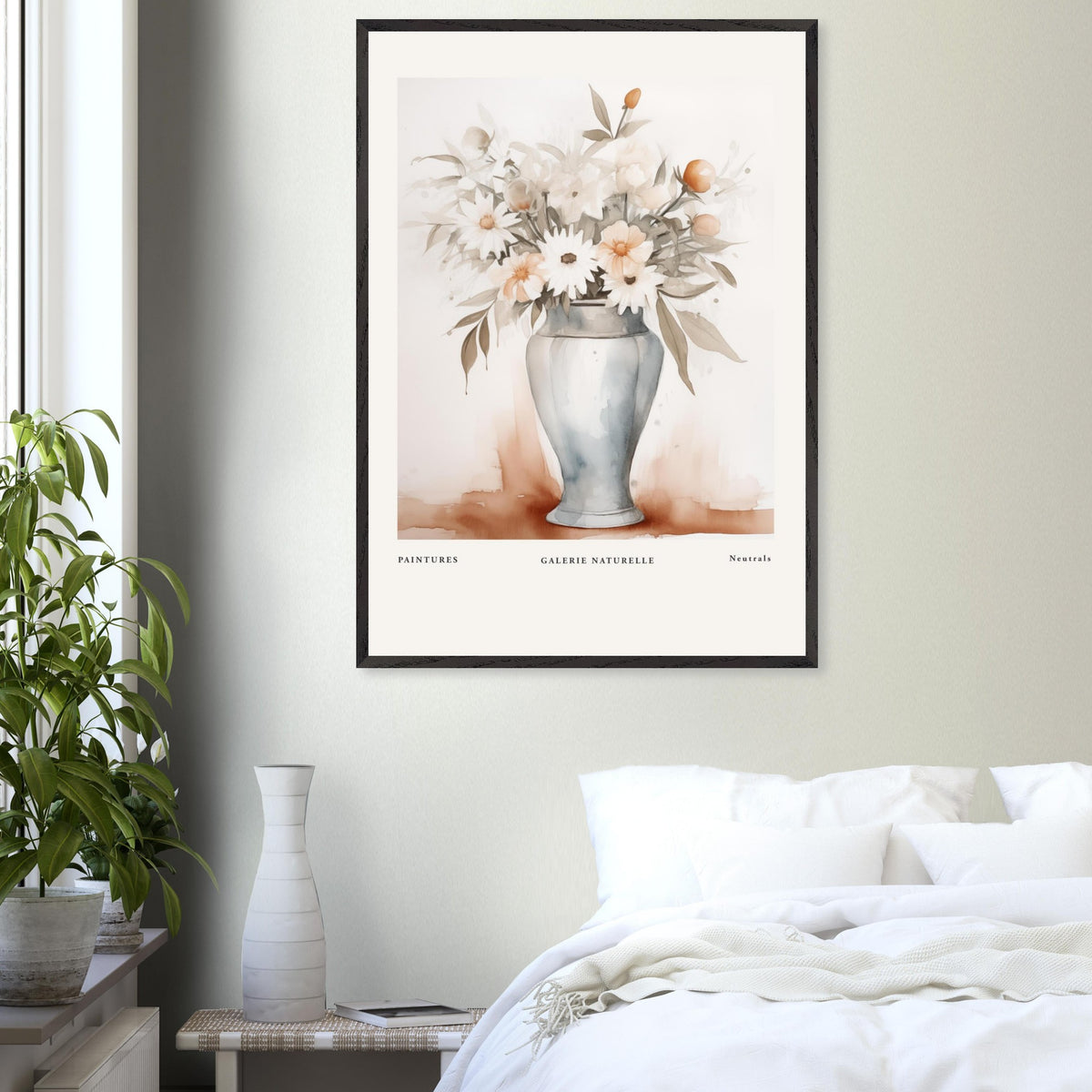 Artfulprints Poster Bloemen in vaas 1  - 70x100 cm - Taupe