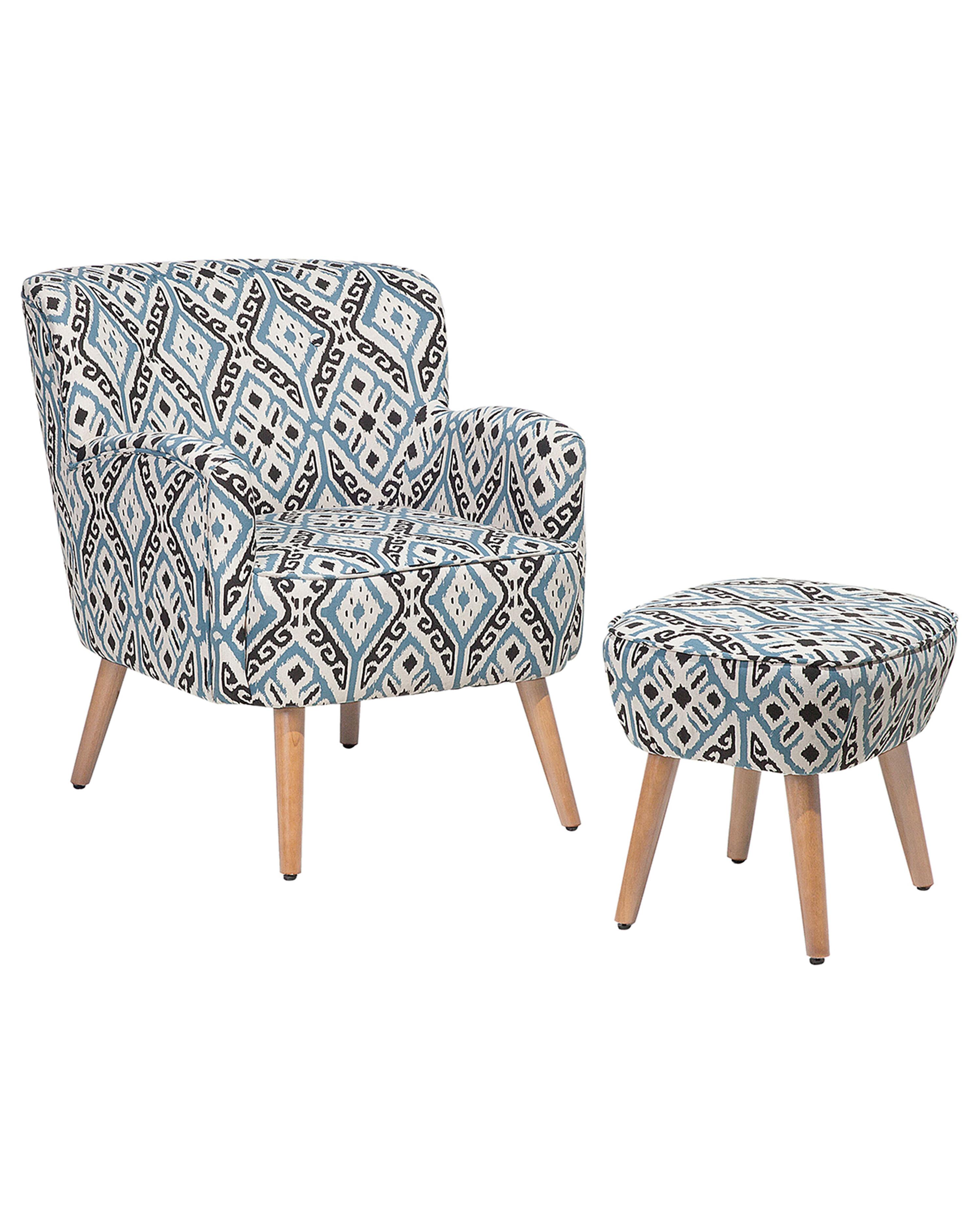 Armchair TUMBA with Footstool Fabric Multicolour