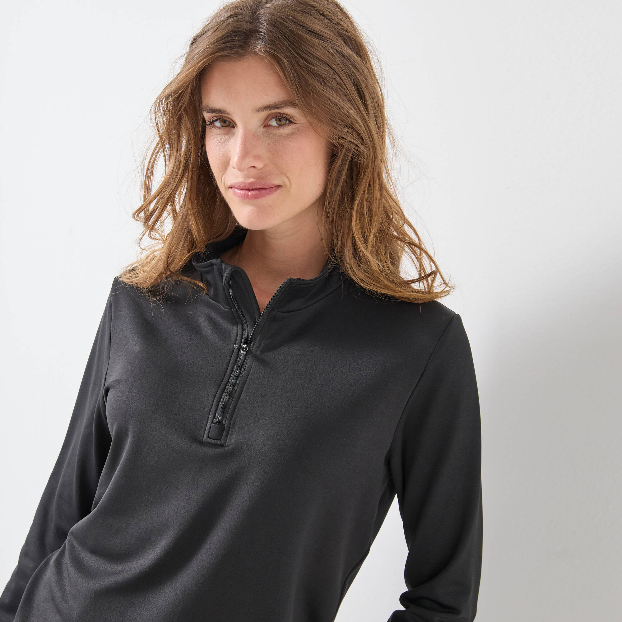 T-shirt col montant zippé manches longues - chaleur intense