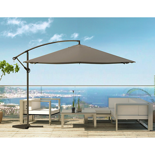 Parasol gris déporté carré 3 x 3 m led degrés SOLENZARA