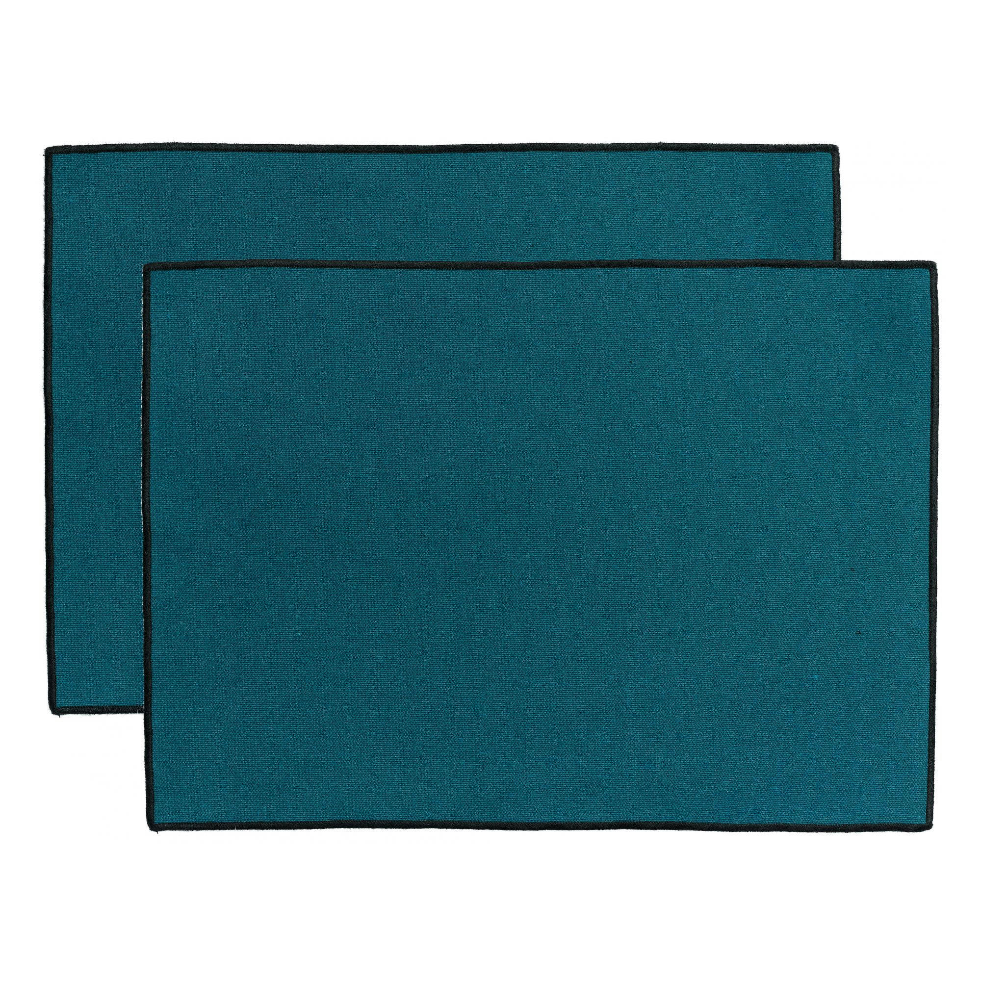 LAORA - 2 de sets table recyclés  en coton paon 33 x 45