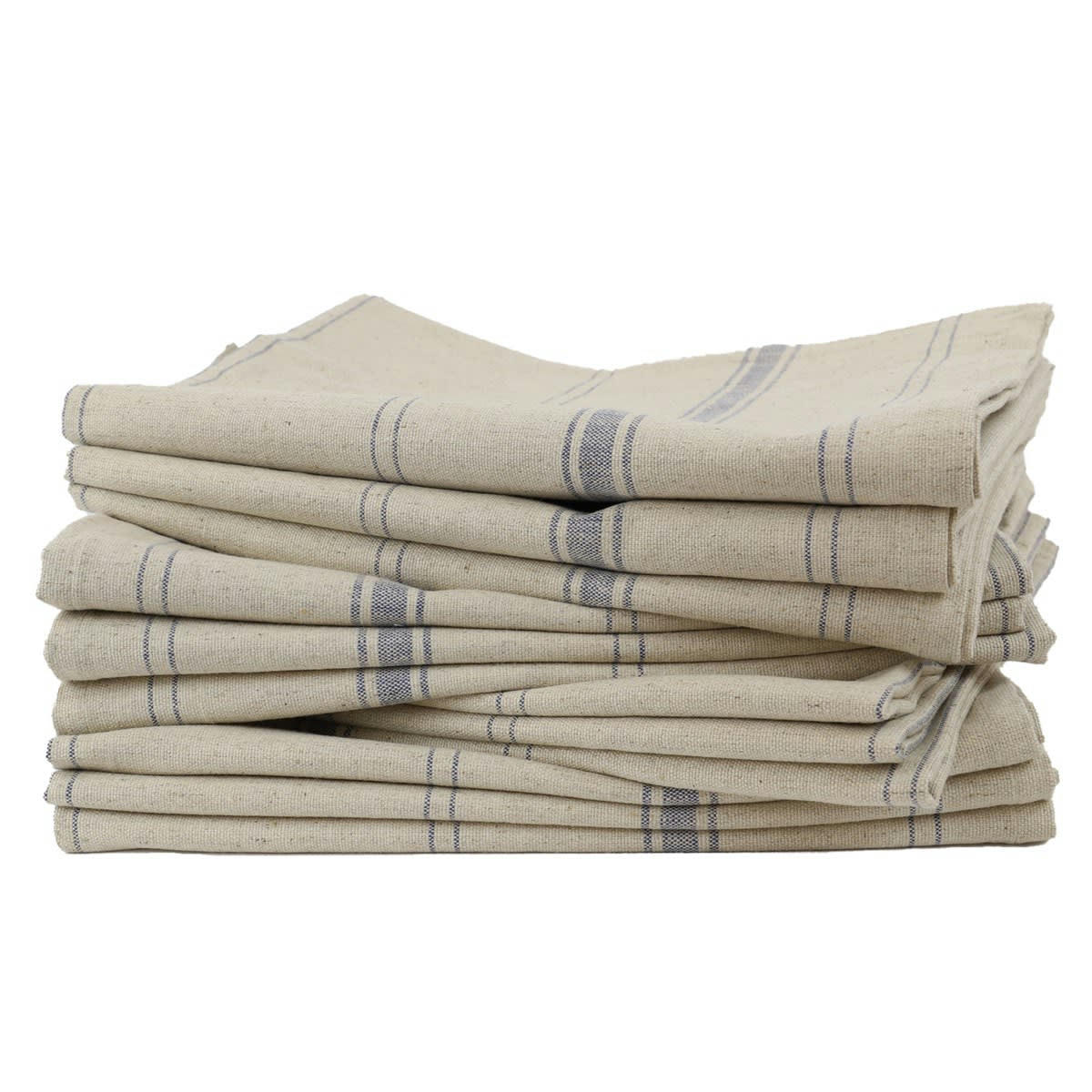 BRASSERIE - Lot de 12 Torchons en Lin Bleu