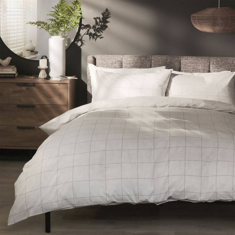Habitat Country Grid Grey Bedding Set - Single